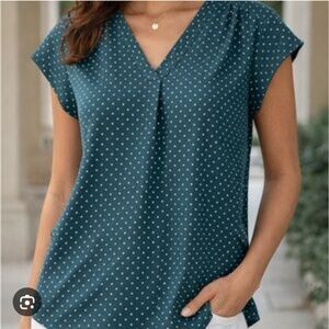 Banana Republic Factory Green Polka Dot Top Medium